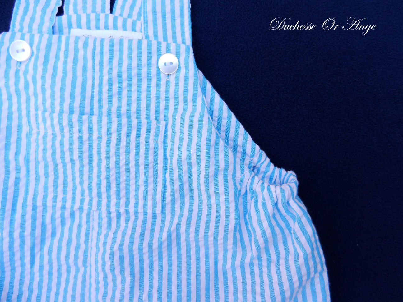 White and blue stripes baby rompers