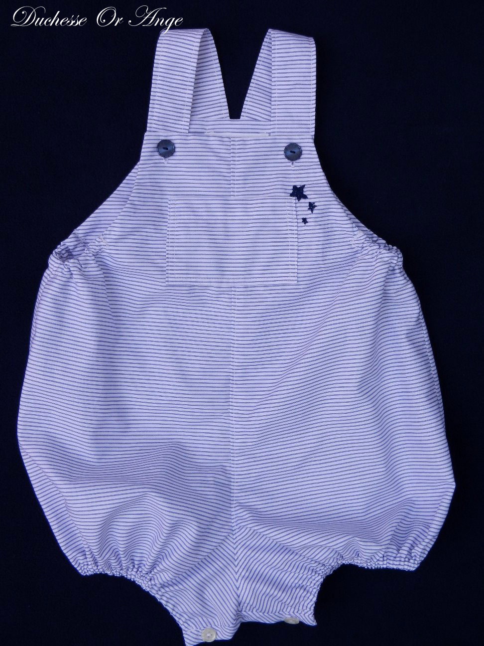 White and blue stripes baby rompers