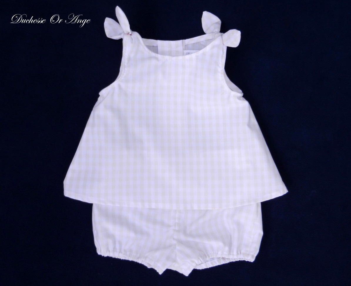 Light Pink Gingham Baby Top And Bloomers Set 12 Months Old Doa 83 A Ensemble B Vichy Gingham Baby Top And Short Set
