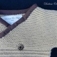Doa 135 b gilet beige bebe laine 3 mois baby beige cardigan 3 months old