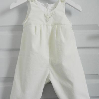 Combinaison salopette en velours de coton blanc cassé