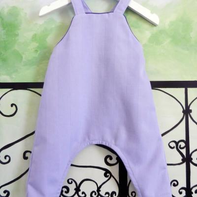 Salopette bébé bleu ciel en tissu effet rayures - 12 mois