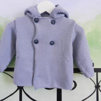 Veste à capuche en lainage bleu ciel - 12 mois