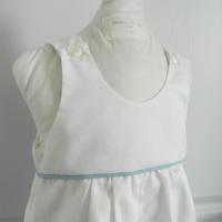Duchesse or ange 262 salopette blanche bebe passepoil bleu white baby overalls blue piping f
