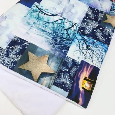 Couverture bébé en imprimé motif hiver bleu