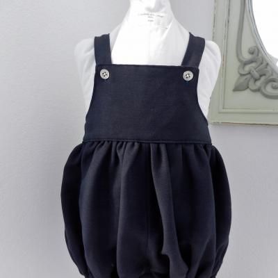 Barboteuse bleu marine, boutons argentés