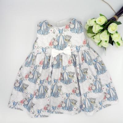 Robe sans manches tissu Alice rose et blanc