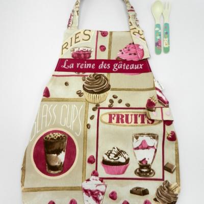 Tablier Septime personnalisable cupcakes et chocolat/texte rose