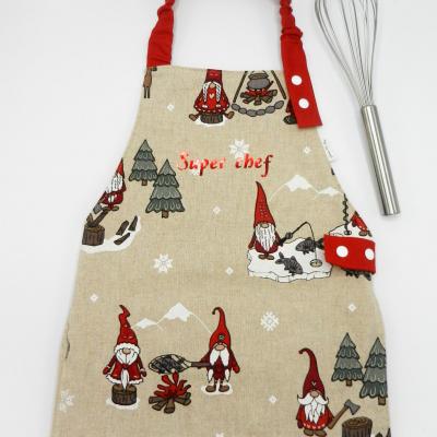 Tablier Septime personnalisable lutins de noël/texte rouge