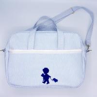 Duchesse or ange doaa 92 sac a langer rayures bleues et blanches motif bebe avec doudous b