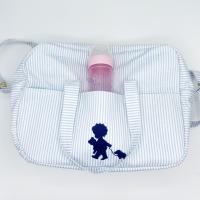 Duchesse or ange doaa 92 sac a langer rayures bleues et blanches motif bebe avec doudous e