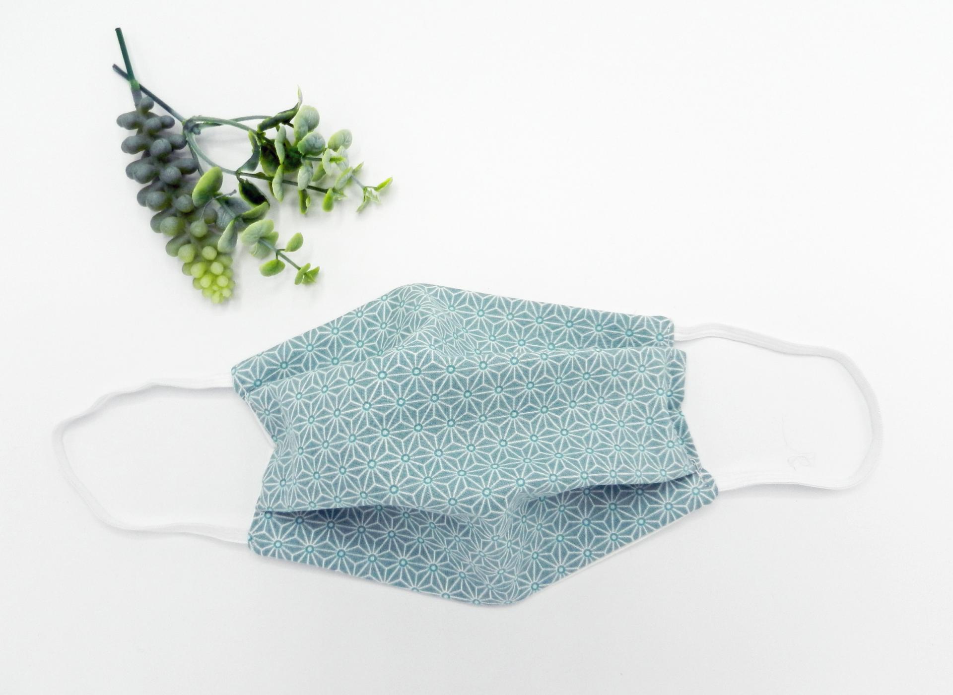 Duchesse or ange masque homme tissu japonais vert menthe