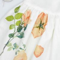 Duchesse or ange robe voile de lin roses orange b